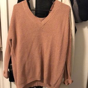 Vneck open back sweater